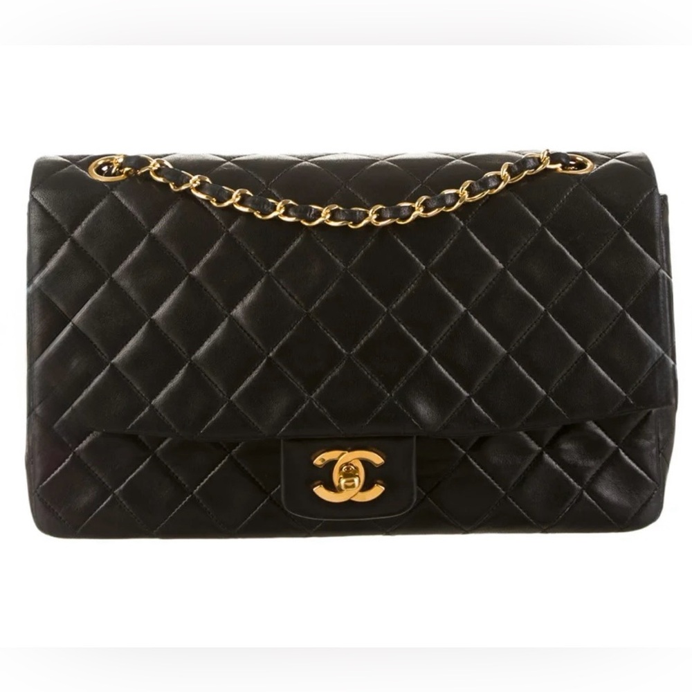 CHANEL Vintage CC Single Flap Bag Lambskin 24K Gold Black Karl Lagerfeld - Picture 3 of 17